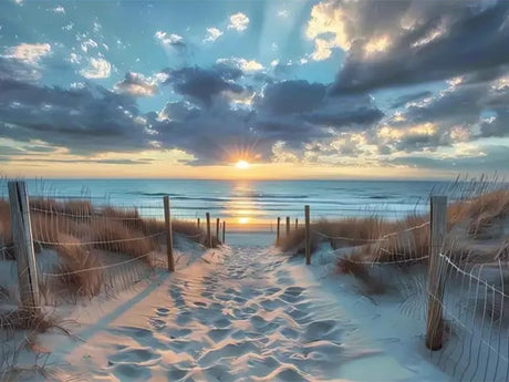 TOPMCYSG Beach Landscape Diamond Art Kits for Adults,Sunset Scenery 5D Diamond Painting Kits for Beginners,DIY Diamond Dots Round Full Drill Paint with Diamonds Pictures Gem Art Home Decor 16 x 12 in TOPMCYSG