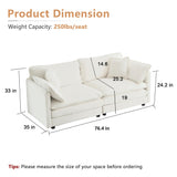 mikibama Luxury Loveseat Sofa Couch, 76" Modern Chenille Deep 2-Seater Cloud Couch with 2 Armrest Pillows and 2 Toss Pillows, Love Seat for Living Room Bedroom Office Apartment, Beige mikibama