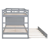 Harper & Bright Designs Full Over Full Bunk Bed with Storage, Wooden Bunk Bed with Trundle and Staircase, Gray Harper & Bright Designs