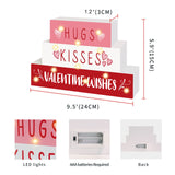 Valentines Day Decor,11 LED Valentine Wood Block Sign, Valentine Wishes Rustic Letters, Farmhouse Home Table Centerpiece Decor,Valentine's Day decor Tiered Tray, Tables, Mantel Decor，Valentine Gift CRCZK