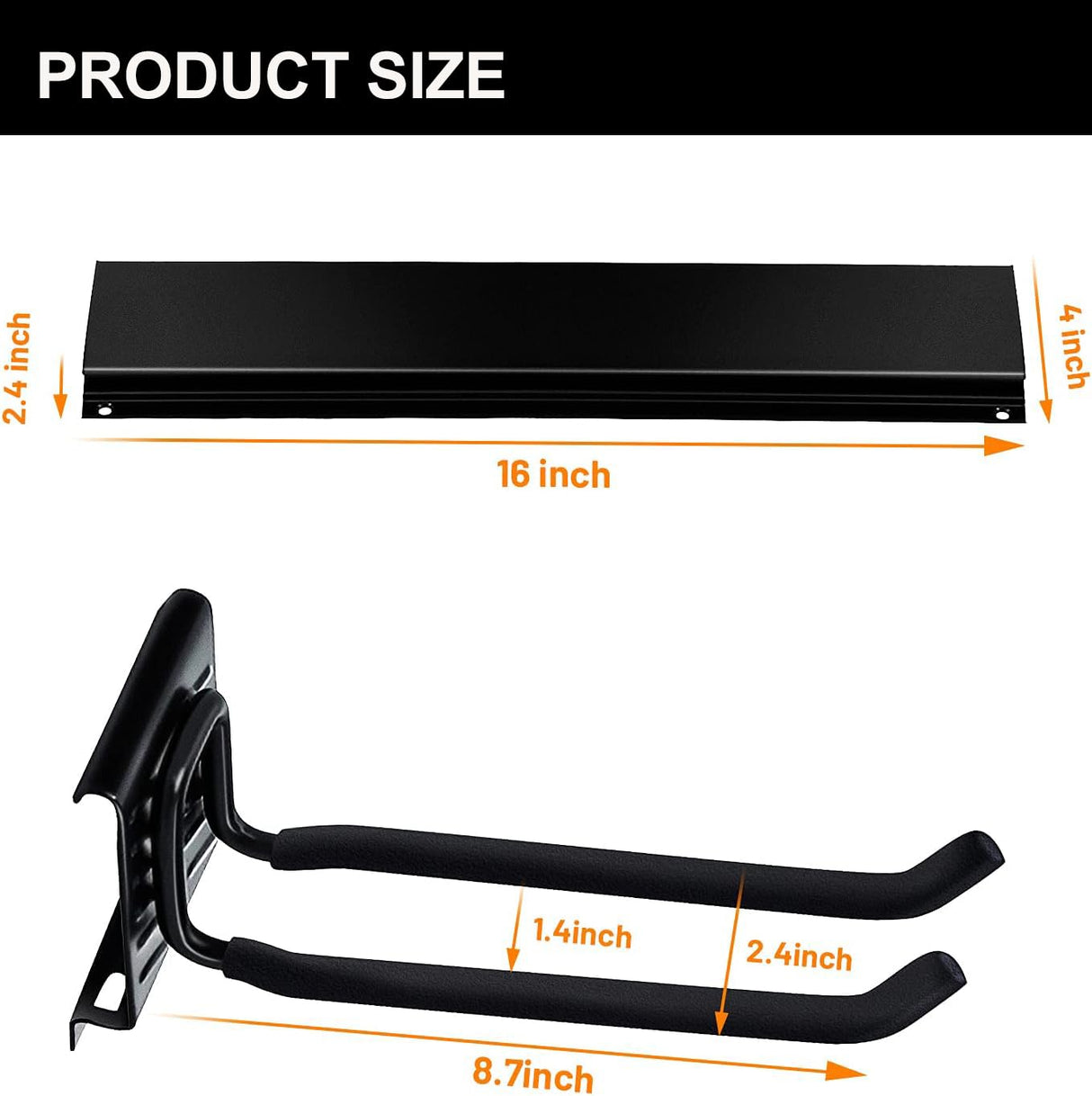 Wallmaster Garage Storage Organization Wall Mount, Garden Tool Rack Organizer Heavy Duty Folding Chair Hangers with 12 Adjustable Hooks 96inch Tracks Max Load 530lb Wallmaster