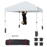 8 * 8FT Pop Up Canopy Tent for One Person Setup,Instant Portable Commercial Canopy Tent,Outdoor Easy Up Tent w/1-Button Push,Wheeled Bag,4 Sandbags,Bonus 8 Stakes and 4 Ropes-White PhoenixCrest