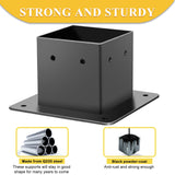 4x4 Post Base, 4Pcs Post Brackets (Inner Size 3.5"x3.5") Heavy Duty Steel Fence Post Anchor for Wood Deck Porch Railing Pergola Mailbox Support Black Powder-Coated FNXAOR