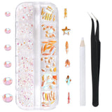 1788 Pcs Aurora Flatback Rhinestones Set for Nail, Art, Crafts, Makeup, Tumblers Glitter Round with Tweezers and Picking Pen GAVIYE