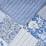 Laura Ashley - Twin Quilt Set, Reversible Cotton Bedding with Matching Sham, Medium-Weight for Year Round Use, Dorm Essentials (Paisley Printed Patchwork Blue) Laura Ashley
