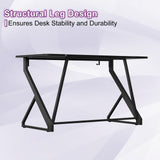 Grandder Gaming Desk Z Shaped 40 Inch Gamer Workstation, Home Computer Carbon Fiber Surface Gaming Desk PC Table with Headphone Hook, Carbon Fiber Black Grandder