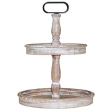 Krismax Decorative Trays - Two Tiered Tray Stand Rustic Tiered Tray Decor Farmhouse 2 Tiered Tray Serving Tray Seasonal & Holiday Decoration Wooden Tray for Coffee Table Farmhouse Display Stand Tray Krismax