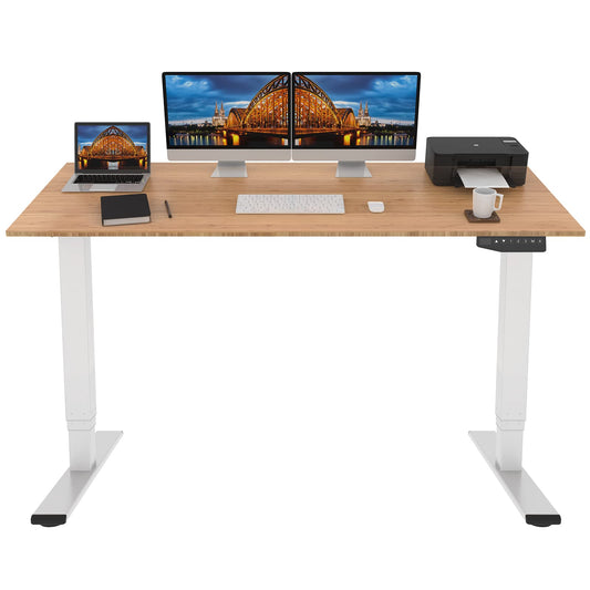 FLEXISPOT Pro Bamboo 3 Stages Dual Motor Electric Standing Desk 72x30 Inch Bamboo Whole-Piece Board Height Adjustable Desk Electric Stand Up Desk Sit - WoodArtSupply