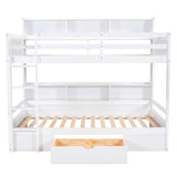 Twin Over Twin Solid Wood Bunk Bed with Storage Drawer and Built-in Shelves by Harper & Bright Designs in White Harper & Bright Designs