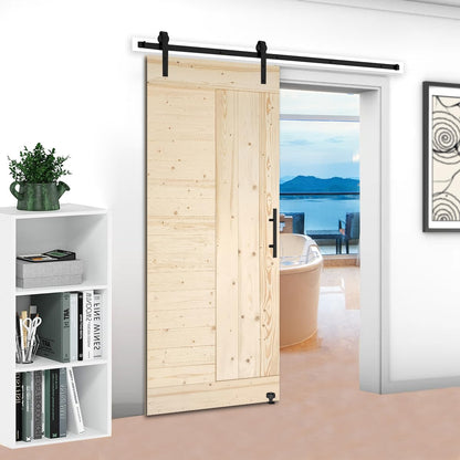 S&Z TOPHAND® 48 in. x 84 in. Barn Door with 8FT Sliding Door Hardware Kit, 20/24/30/32/36/42/48/54in Unfinished Modern Style Barn Door/Solid - WoodArtSupply