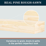 48 Inch Floating Fireplace Mantel Wood Shelf In Unfinished Rustic - Breckenridge From Mantels Direct | With Corbel Bracket Arches | Wooden Rustic Wall Shelf Perfect for Electric Fireplaces and Décor MANTELSDIRECT