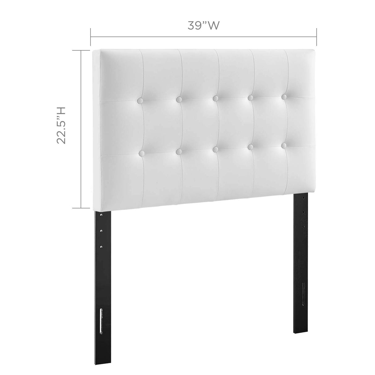 Modway Emily Tufted Button Faux Leather Upholstered Twin Headboard in White Modway