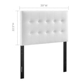 Modway Emily Tufted Button Faux Leather Upholstered Twin Headboard in White Modway