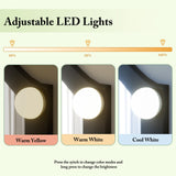 SAYMA Vanity Desk with LED Light and Mirrors, Makeup Table Set with 5 Sliding Drawers & 2 Shelves, 3 Color Lighting Modes and Soft Cushioned Stool for Bedroom, Bathroom (Black) SAYMA