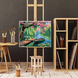 Natuyalo Paint by Numbers for Adults - DIY Adult Paint by Number Kits Painting on Canvas Willow Spring Landscape Painting by Numbers for Beginners, Lakeside Art Craft Kits for Adults (16x20 Inch) Natuyalo