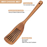 2 Pcs Acacia Wood Spatula Set Non Stick Cooking Utensils Slotted Turner Flat Wooden Kitchen Wok Spatula for Mixing Frying Fish Spatula Egg Flipper Turner Kitchen Utensil Pancake Spatula for Cooking Ayiaren
