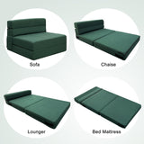 ANONER Memory Foam Fold Out Sofa Bed Couch with Pillow Twin Size Futon Sleeper Chair for Living Room Apartment, Dark Green ANONER
