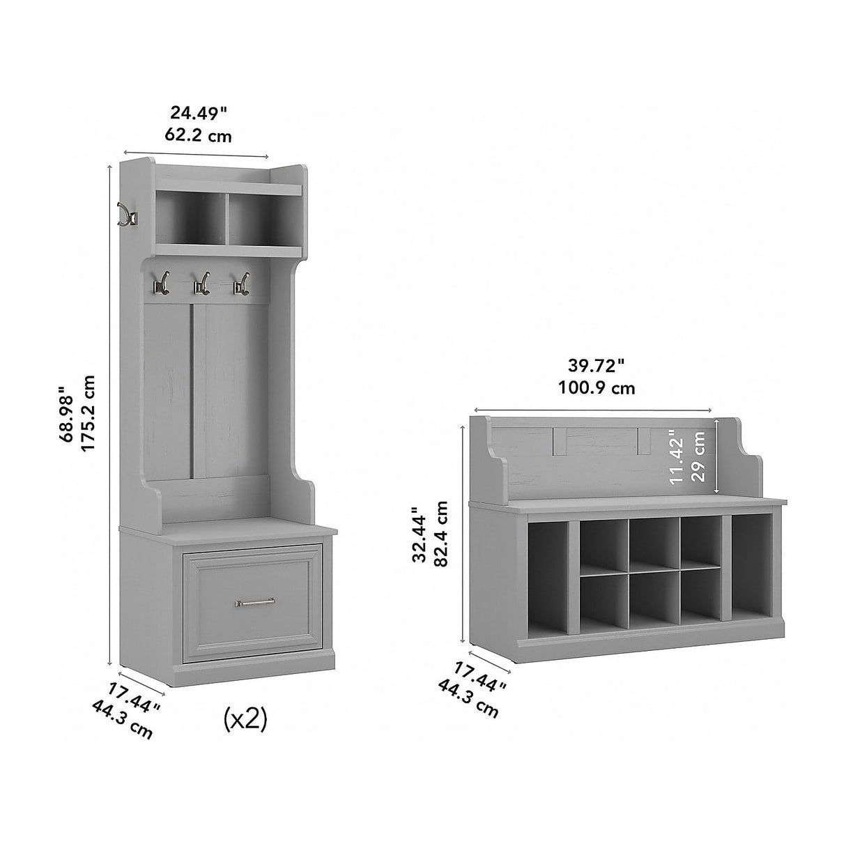 kathy ireland Home by Bush Furniture Woodland 69-Inch Entryway Storage Set with 6 Shelves, Cape Cod Gray (WDL012CG) Bush Business Furniture