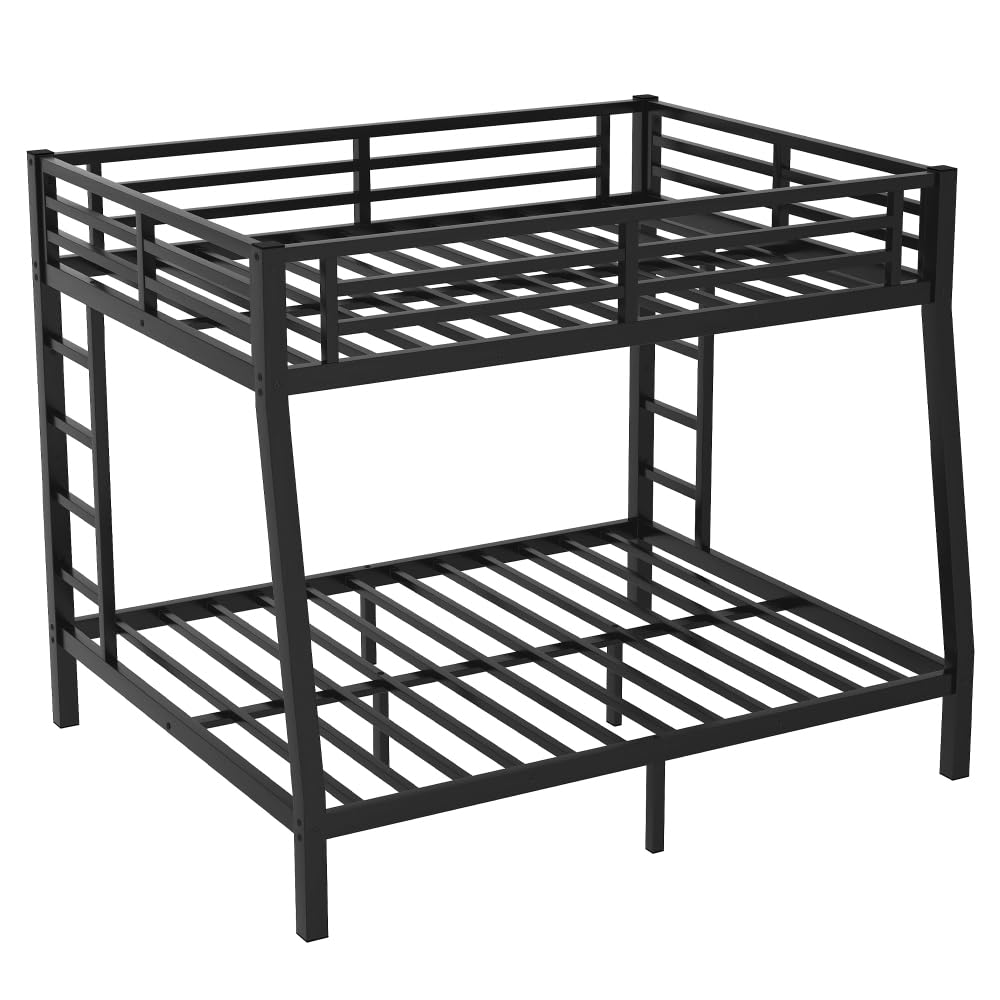 Metal Full XL Over Queen Bunk Bed for Teens and Adults,Space-Saving/Noise Reduced/No Box Spring Needed, Old SKU W1307S00020 (Black + Metal) RadiantName