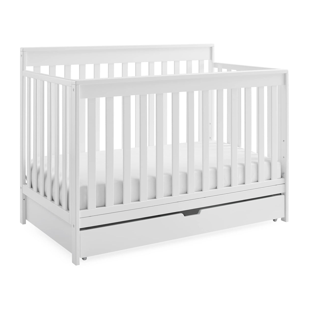 Delta Children Mercer 6-in-1 Convertible Crib with Storage Trundle, Greenguard Gold Certified, Bianca White Delta Children