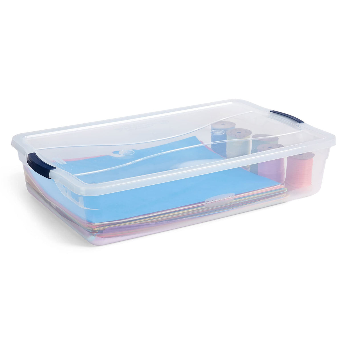 Rubbermaid Cleverstore 42 Quart Stackable Plastic Storage Bin with Lids for Garage, Closet, and Classroom, Clear, 4 Pack Rubbermaid