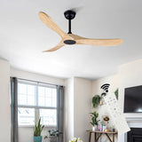 Bigzone 52" Outdoor/Indoor Ceiling Fans Without Lights, DC Motor Energy Saving, 3 Solid Wood Blades, Outdoor Ceiling Fans For Patios With Reversible Blades Bigzone