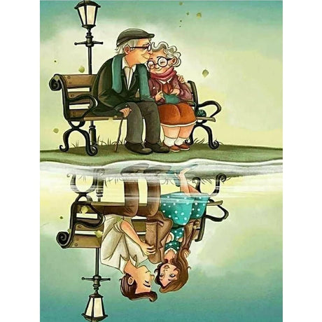 Acudotr Diamond Painting Kits for Adults, 5D DIY Diamond Art Kits for Beginners, Full Drill Diamond Painting Kits for Home Wall Decor, Old Couple, 12x16 Inch Acudotr