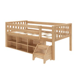 Max & Lily Soren Ultra Low Loft Bed, Twin Bed Frame for Kids with Bookcase, Blonde Max & Lily