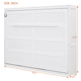 Murphy Bed Full Size, Wood Cabinet Bed Frame with A Storage Shelf, Modern Foldable Wall Bed for Home Office Studio, No Box Spring Needed, White Bellemave
