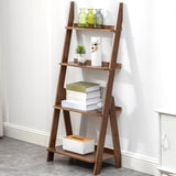 Maydear Bamboo Ladder Shelf Bookcase, 4-Tier Leaning Bookshelf Free Standing Organizer Storage Shelves for Living Room, Bedroom, Kitchen, Home Office, Balcony (Walnut) Maydear