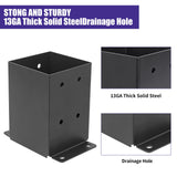 Nrspp 4x4 Post Base 4 Pcs,（Inner Size3.5"x3.5"）Wood Fence Pergola Post Bracket , Black Powder Coated Post Anchor,Deck Post Base Support Base Plate Pergola Brackets Fence Kit Nrspp