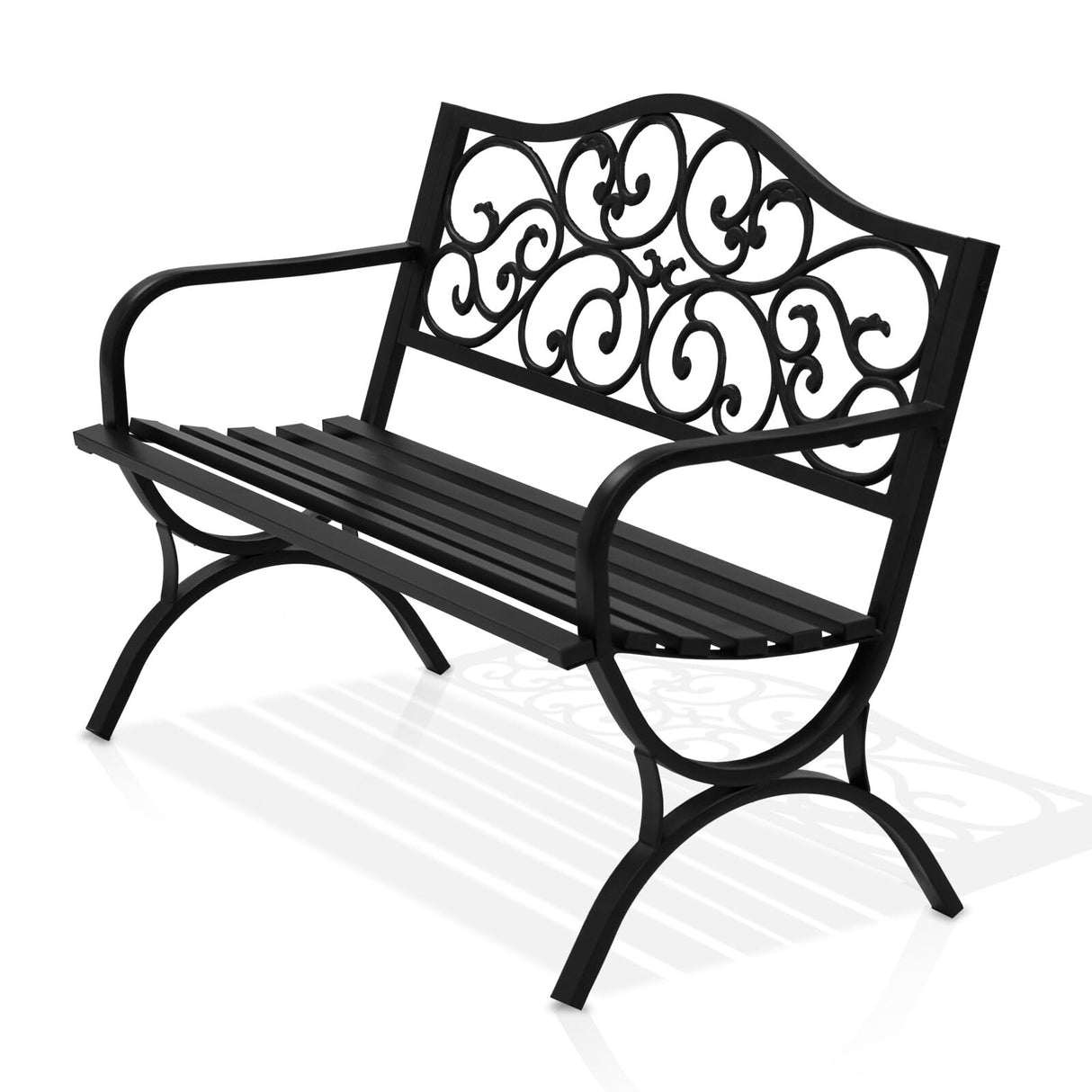 AJP Distributors 50" Outdoor Bench Garden Bench with Clouds Pattern Steel Metal Frame Park Bench Cast Iron Backrest Armrests for Patio Lawn Yard Deck Front Porch Backyard Driveway Balcony Furniture AJP Distributors
