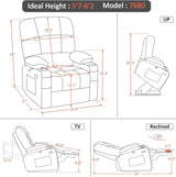 Lay Flat Dual Motor Power Lift Recliner Chair with Massage and Heat - Infinite Position, Faux Leather Cream White Ideal for Elderly People - Home Theater Seating, Small Chair, Armchair, Recliner Sofa UOPYNE