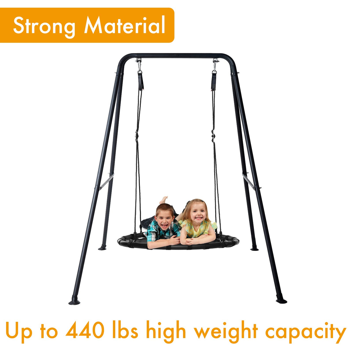 Hi-Na Metal Frame Full Steel Swing Stand, Hold up to 440 lbs, Outdoor or Indoor Hanging Swing Stand only, Swings not Included Black Hi-Na