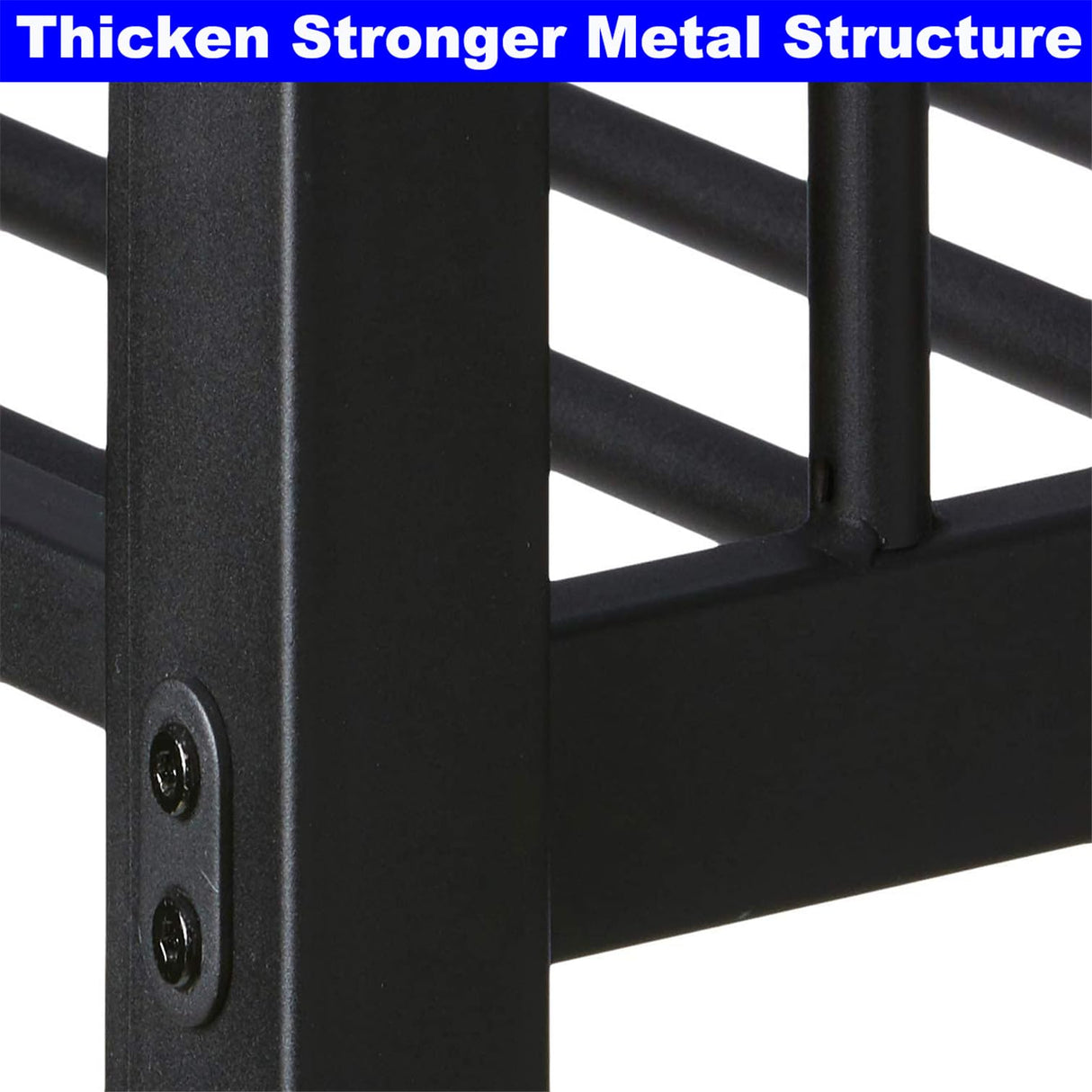 SIMPLEZC Upgraded Version Thicken Heavy Duty Metal Queen Over Queen Bunk Bed, Stronger Steel Bunk Beds Queen Over Queen Size Industrial Style with Ladder and Guard Rail for Adults (Queen Over Queen) SIMPLEZC