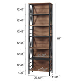 HOMISSUE 7-Tier Vintage Brown Industrial Bookshelf with Cabinet Design HOMISSUE