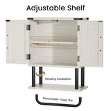 AmazerBath Bathroom Wood Wall Cabinets, Farmhouse Medicine Cabinets Organizer with Towel Bar, Hanging Small Storage Cabinet with Adjustable Shelf, 2 Doors Wall Organizer Cabinet for Small Spaces AmazerBath