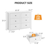 GarveeHome White Dresser for Bedroom, 6 Chest of Drawer Dresser for 48 inch TV, Modern Wood Organizer TV Stand for Living Room, Closet Storage, Entryway, Hallway GarveeHome