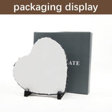 2 Pack Sublimation Slate Blanks 7.5x7.5 Inch Heart Custom Stone Slate Picture Frame Heat Transfer Rock Photo Plaque with Display Stand Decoration for Desktop Souvenir DIY Personalized Gift OKBA