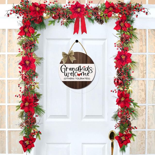 DLONVOH 12IN Grandchildren Are Always Close To The Love Sign For Front Door Porch Rustic Farmhouse Wooden Funny Welcome Sign For Home Wall Decor Gifts For Grandparents Grandma Grandpa Dlonvoh