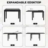 Grand patio 7-Piece Outdoor Dining Set for 6, Patio Dining Furniture Set for 6 Swivel Rope Wicker Chairs & 1 Expandable Rectangular Dining Table, Light Gray Brown Grand patio