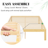LAKKURI 12 Inch High Bamboo Wood King Size Bed Frame Platform, Steel Slat Support King Bed Frame, Sturdy, No Box Spring Needed, Easy Assembly, Noise Free LAKKURI