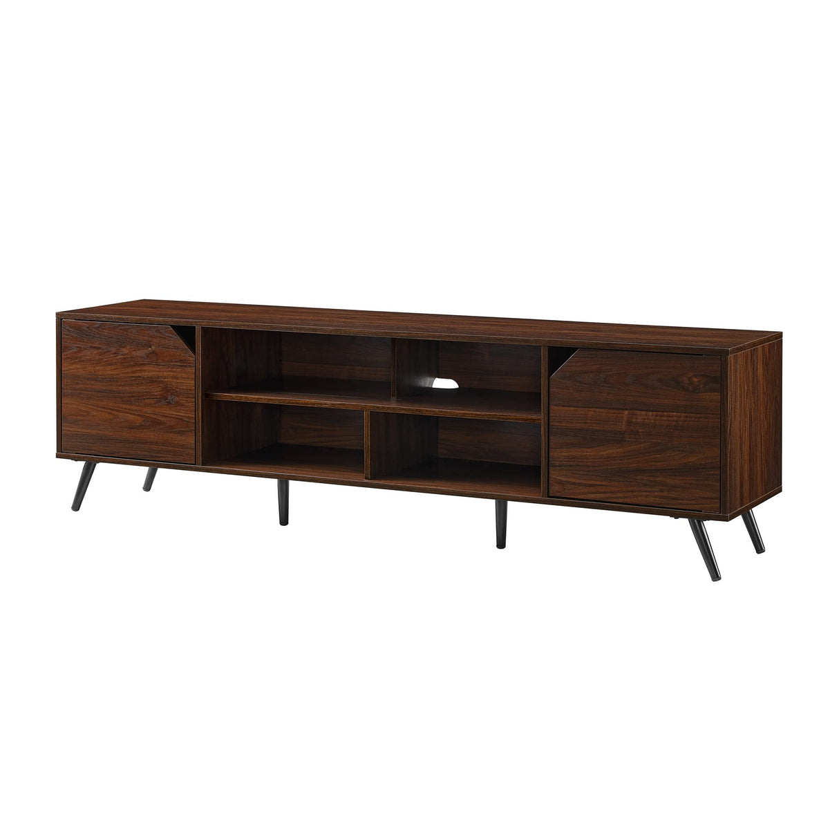 Walker Edison Nora Modern Minimal Open-Shelf Stand for TVs up to 80 Inches, 70 Inch, Dark Walnut Walker Edison