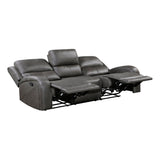 Lexicon Manual Double Reclining Sofa, Polished Microfiber Manual Wall Hugger Sofa Recliner for Living Room, Home Theater Seating, Track Arm, Stitching Cushion, Padded Foam Seat Cushion, Gray Lexicon