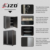 JZD Workshop Cabinet Set System with Wood Tabletop, for Garage Organization, Wall Mounting Not Necessary JZD