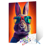 Graffiti Fluffy Rabbit Painting Animal Gray Bunny Paint by Number Kits 16 x 20 inch Canvas DIY Cartoon Wildlife Oil Painting for Kids Adults Beginner with Brushes and Acrylic Abstract Art(Frameless) TUMOVO