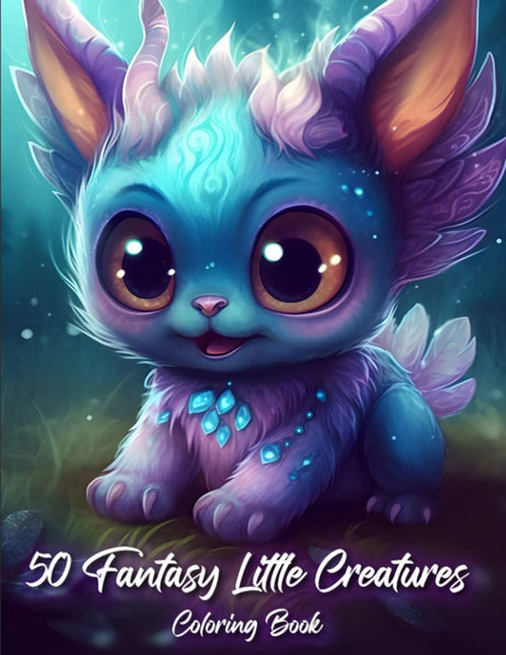 50 Fantasy Little Creatures Coloring Book: Mystical Animals, Cute Dragons, Creepy Monsters and More | Relaxation and Stress Relief for Teens and Adults WoodArtSupply