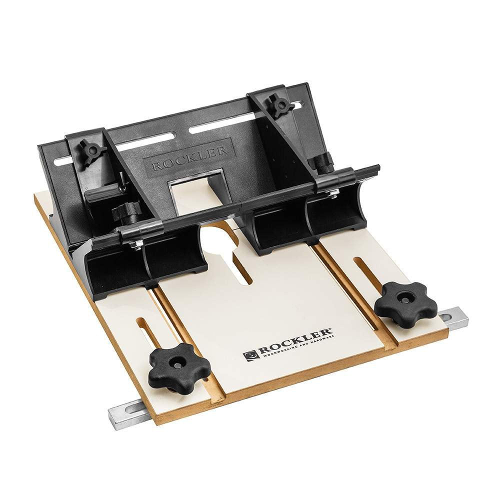 Router Table Spline Jig – Router Jigs and Templates for Small Boxes, Frames – Router Sled Holds Workpiece at 450 Angle - MDF Base w/ABS Sled Box Joint Jig - Fits Standard 3/8'' x 3/4'' Miter  - WoodArtSupply