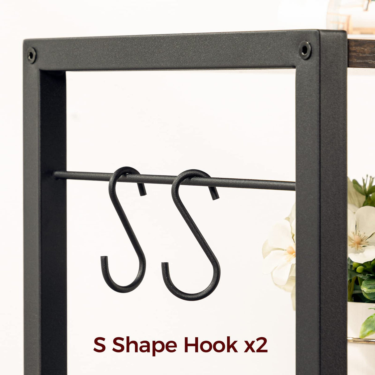 MAHANCRIS Industrial Printer Cart, 3-Tier Mobile Printer Stand, Rolling Cart with Power Outlets and USB Ports, Home Printer Stand with 2 Hooks, for Office, Living Room, Rustic Brown PTHR40E01Z MAHANCRIS