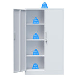 iJINGUR Metal Storage Cabinet with Locking Doors and Adjustable Shelves, 53.5-Inch Tall Lockable Storage Cabinets for Home Office Garage Kitchen Pantry (White) iJINGUR